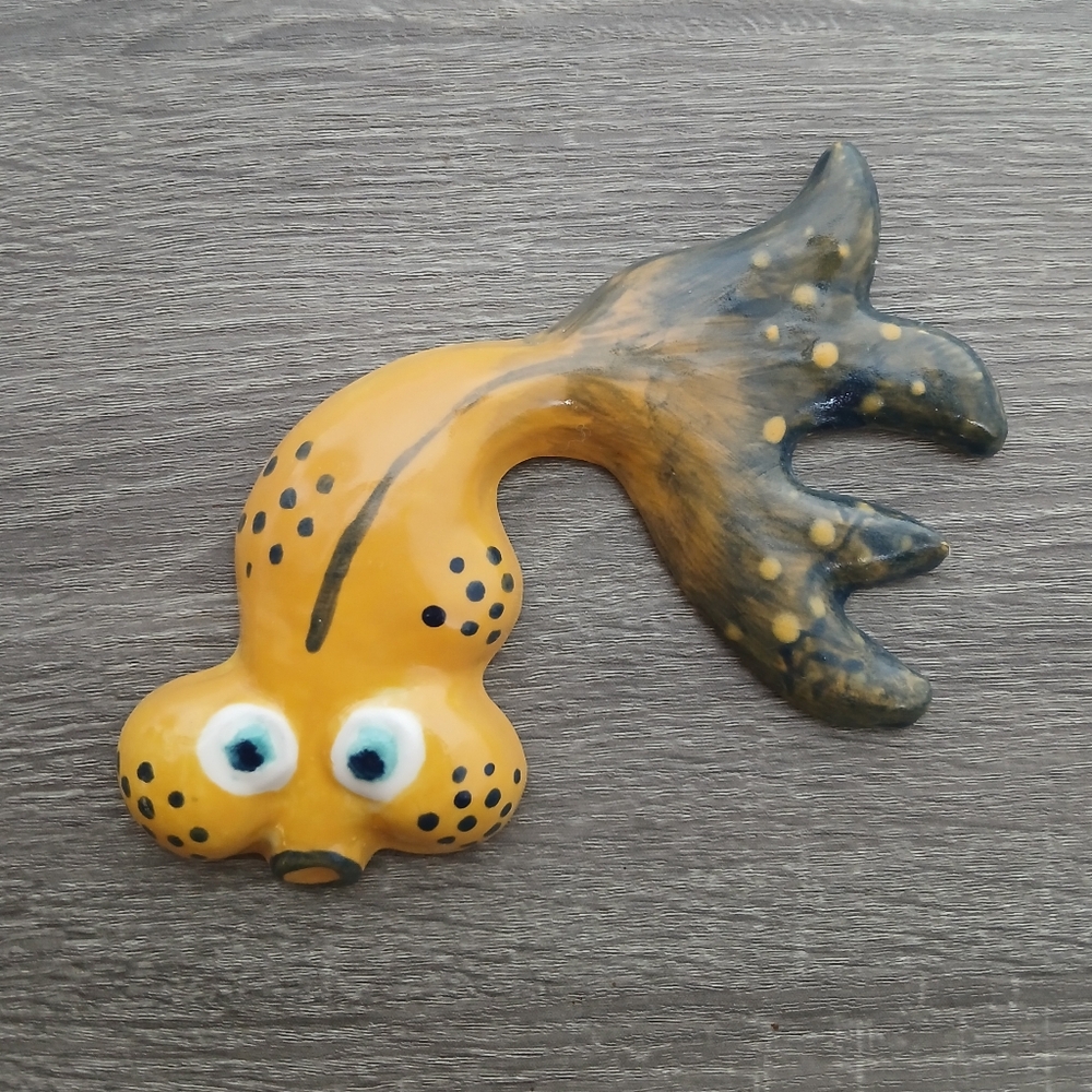 Vintage Studio Art Pottery Pufferfish Wall Decor Artist Signed